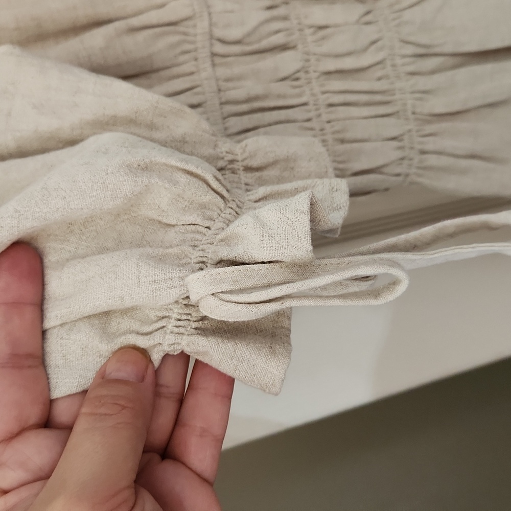 Reagan Linen puff sleeve peplum blouse - Picture 7 of 11